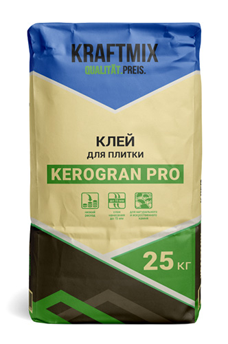 Плиточный клей для плитки и керамогранита для наружных работ Kerogran PRO, 25 кг, Крафтмикс